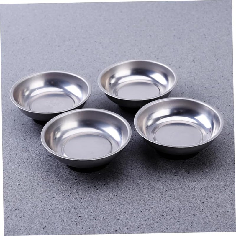 4Pcs Magnetic Stainless Steel Parts Tray Bowl for Tools and Screws Round Holder - Image 4